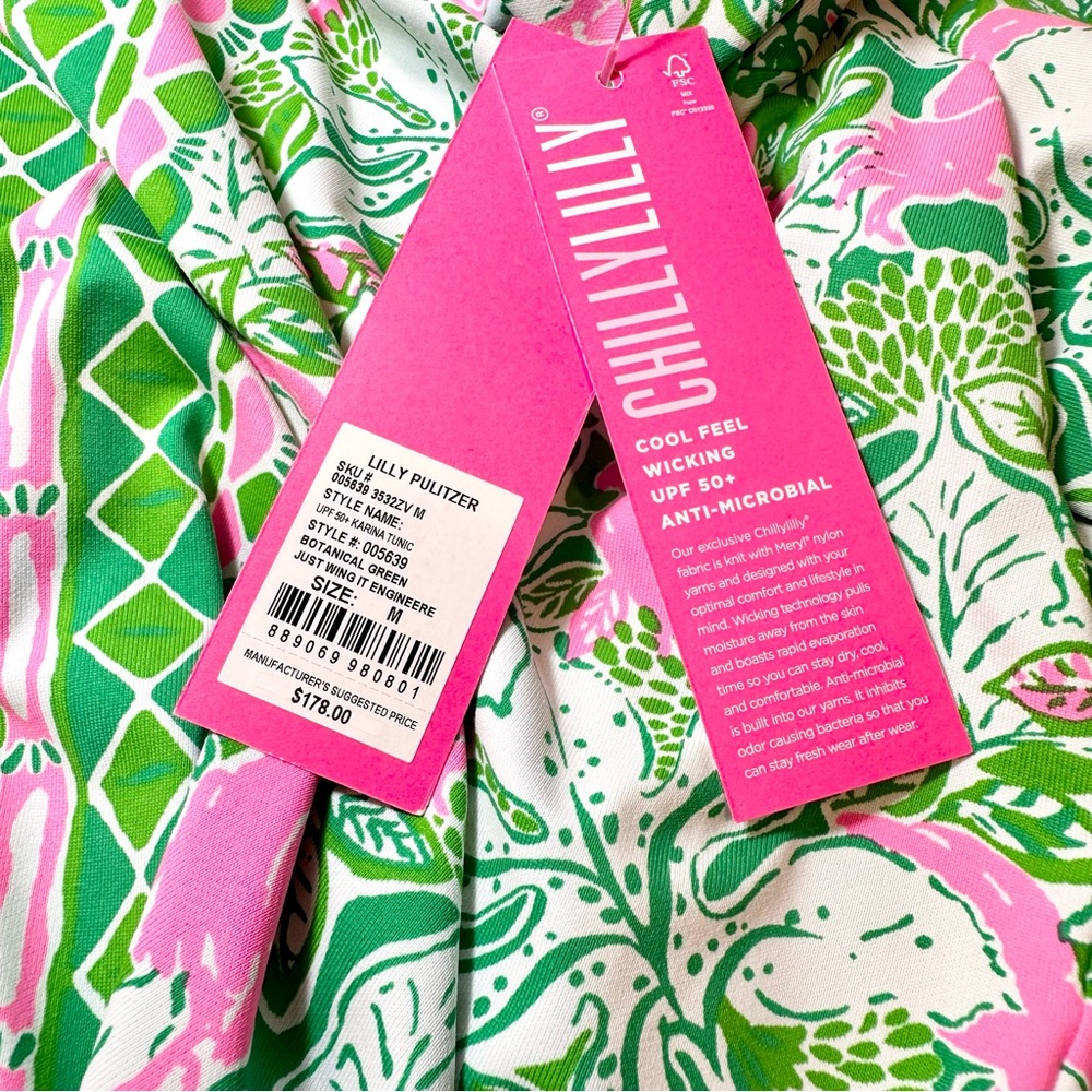 Lilly Pulitzer x Meryl Karina Tunic Botanical Green Just Wing It, Medium - Picture 8 of 15